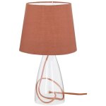 Lampe de table verre clair abat - jour en tissu marron interrupteur d'clairage action 800801510000