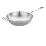 Wok inox triple �paisseur � fond plat - vogue 31cm
