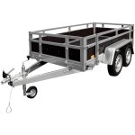 Wood remorque double essieux basculante caisse contreplaqu chssis acier 263x125 cm
