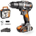 Worx ? perceuse - visseuse sans fil 18v avec 2 batteries lithium - ion ? moteur sans balais ? mandrin ...