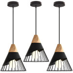 Wottes - lot de 3 lustre suspension nordique cratif plafonnier en forme badminton luminaire en mtal ...