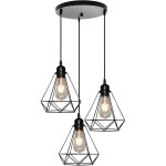 Wottes - e27 lustre suspension industriel lampe de suspension forme diamant fer pour chambre salon bar ...
