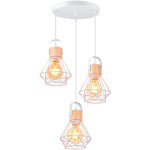 Lampes suspension luminaire industrielle lustre suspension r�troen bois plafonnier cage en m�tal - blanc ...