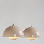 Lampe � suspension moderne e27 luminaire plafonnier m�tal suspension lustre en forme de fleur 2pcs gris ...