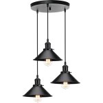 Lustre suspension 3 luminaires abat - jour de chapeau plafonnier vintage industriel e27 pour chambre ...