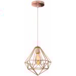 Lustre suspension métal en forme diamant plafonnier moderne e27 pour chambre salon bar rose 27cm Lustre suspension métal en forme diamant plafonnier moderne e27 pour chambre salon bar rose 27cm