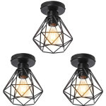 Wottes - plafonnier industriel e27 vintage luminaire suspension de plafond abat - jour diamant �16cm ...