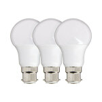 Lot de 3 ampoules smd led a60 opaques, culot b22, 806 lumens, conso. 8, 8w �q. 60w, blanc chaud - pack21eb806g ...