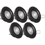 Xanlite - lot de 5 spots noirs encastrables led avec ampoules incluses, culot gu10, 345 lumens, quivalence ...