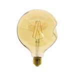 Xanlite - ampoule led globe (g125) irrgulire au verre ambr, culot e27, 6w cons. (60w eq. ), 806 lumens, ...