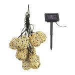 Guirlande solaire naturelle 5m ip44 - 10 boules - rotin - grl5nat - xanlite