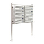 Wiltec - bote aux lettres sur pieds acier inox 270 x 898 x 1500 mm, avec 10 compartiments verrouillables ...