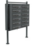 Wiltec bo�te aux lettres sur pieds gris anthracite 945 x 270 x 1500 mm, avec 12 compartiments verrouillables ...