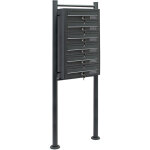 Wiltec - bo�te aux lettres sur pieds gris anthracite 513 x 270 x 1500 mm, avec 6 compartiments verrouillables ...