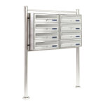 Wiltec bo�te aux lettres sur pieds acier inox 945 x 270 x1500 mm, avec 8 compartiments verrouillables ...