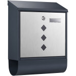 Wiltec - bote aux lettres murale ou sur pied design & porte - journaux v36, verrouillable, gris anthracite, ...