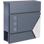 Wiltec - bote aux lettres murale ou sur pied design & porte - journaux v48, verrouillable, gris anthracite, ...