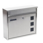 Wiltec - bote aux lettres murale v12, verrouillable, couleur grise, acier inox, 360 x 115 x 315 mm, ...
