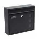 Wiltec - bo�te aux lettres murale v12, verrouillable, couleur anthracite, acier galvanis�, 360 x 115 ...
