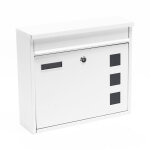 Wiltec - bo�te aux lettres murale v12, verrouillable, blanche, acier galvanis�, 360 x 115 x 320 mm, avec ...