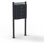 Wiltec - bo�te aux lettres sur pieds noire 513 x 270 x 1500 mm, avec 4 compartiments verrouillables et ...