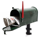 Wiltec - kit boîte aux lettres américaine et support mural, 180 x 220 x 480 mm, verte, acier galvanisé, ... Wiltec - kit boîte aux lettres américaine et support mural, 180 x 220 x 480 mm, verte, acier galvanisé, ...