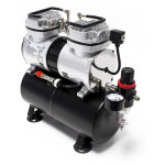 Wiltec - compresseur  membrane arographe airbrush as196 ? 2 cylindres ? 6 bar ? diaphragme ? sans huile ...
