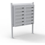 Wiltec - bo�te aux lettres sur pieds argent�e 270 x 898 x 1500 mm, avec 12 compartiments verrouillables ...