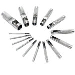 Wiltec jeu poinons de cuir 2 - 22mm 15 pcs. acier au carbone cuir caoutchouc plastique souple outil ...