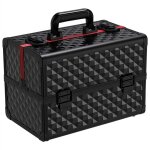 Malette maquillage valise coiffure en aluminium coffret  bijoux vanity beauty case noir - yaheetech
