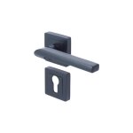 Yale - paire de poign�es porte sienna noir mat rosaces fonction trou de cylindre - carr� 7mm