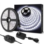 Ymyny 5m ruban led 1200lm blanc froid dimmable, 12v 6000k 300leds 2835, bande led autocollant avec variateur, ...
