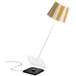 Lampe led poldina lido rayures jaunes rechargeable ip65 ext�rieur, dimmable avec autonomie jusqu'� 12 ...