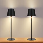 Zmh lot de 2 lampe de table led sans fil - noire avec touch dimmable lampe de chevet ip54 ext�rieure ...
