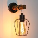 Zmh applique murale d'int�rieur en bois - vintage r�tro avec interrupteur - design industriel - spot ...