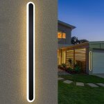 Zmh applique murale led exterieur - eclairage mural ip65 etanche 100cm noir lampe d'exterieur ovale 3000k ...