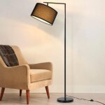 Zmh lampadaire noir : moderne e27 lampe � arc abat - jour en tissu orientable lampe de lecture avec interrupte ...