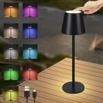 Lampe de table led rgb sans fil - noire avec touch dimmable ext�rieure ip54 lampe de chevet usb rechargeable ...