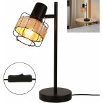 Lampe  poser vintage country lampe de table - lampe de chevet en rotin bohme salon rustique e27 lampadaire ...