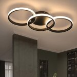 Plafonnier led design salon - noir clairage de plafond avec 3 anneaux lustre chambre moderne 3000k lumire ...