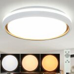 Zmh plafonnier led dimmable salon avec t�l�commande - 18w 30cm lampe de chambre ronde moderne en or blanc ...