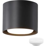 Zmh plafonnier led moderne spots gx53 - noir rond en aluminium 3000k blanc chaud orientables, inclus ...