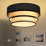 Zmh plafonnier rond 40cm pour salon en abat - jour en tissu crème et noir moderne pour chambre et salle ... Zmh plafonnier rond 40cm pour salon en abat - jour en tissu crème et noir moderne pour chambre et salle ...