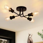 Zmh - plafonnier vintage lampe de plafond noir - retro 4 flammes lampe de salon industriel e27 pour salon ...