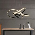 Suspension led pour salon noir hauteur rglable  62 cm 68 w anneaux lustre plafonnier dimmable avec ...