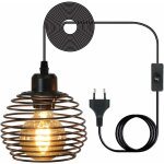 Zmh suspension vintage industrielle - noir - 1, 5 m - avec interrupteur - culot e27 rétro - 1 fla. ...