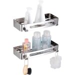 Zvd - 2packs glue bathroom shelf no drilling, 304 stainless steel shower caddy, shampoo shower organizer ...