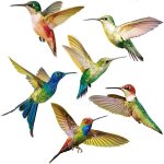 Zvd - fen�tre d'autocollant anti - collision 6 pi�ces autocollant de fen�tre de colibri oiseaux stickers ...