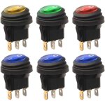 Zvd - interrupteur � bascule led �tanche 12v / 24vdc - lot de 6 - pour camion, bateau, voiture - facile ...