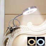 Zvd - lampe de bureau usb clipsable � pince de lecture au lit, col de cygne flexible, lumi�re blanche ...